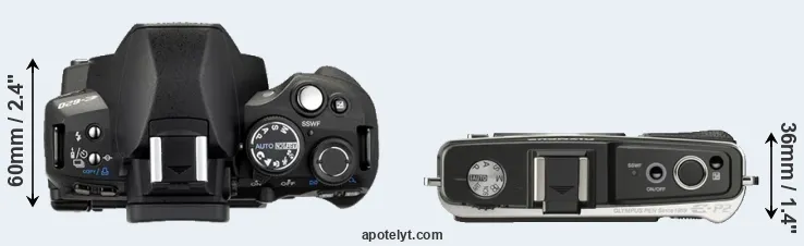 Compare E-620 versus E-P2 top