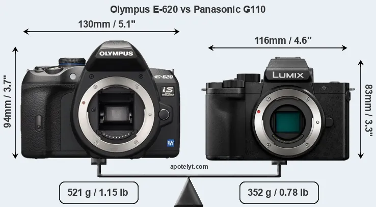Size Olympus E-620 vs Panasonic G110