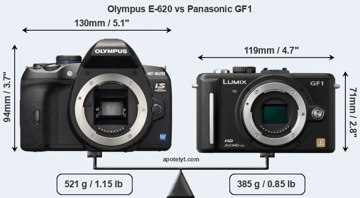 Size Olympus E-620 vs Panasonic GF1