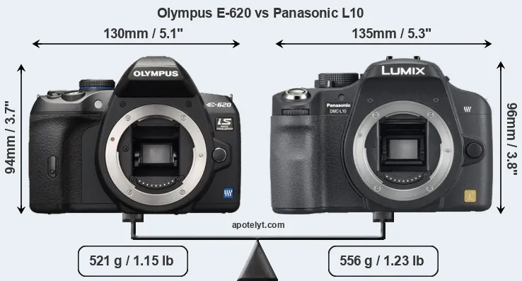 Size Olympus E-620 vs Panasonic L10