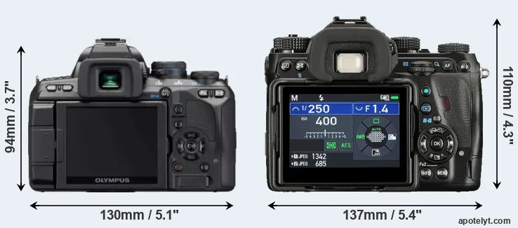 Comparison E-620 or K-1 II rear