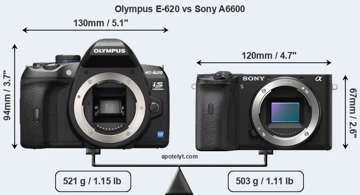 Size Olympus E-620 vs Sony A6600