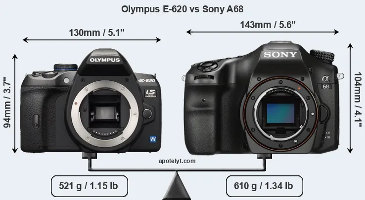 Size Olympus E-620 vs Sony A68