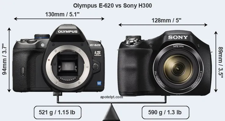 Size Olympus E-620 vs Sony H300