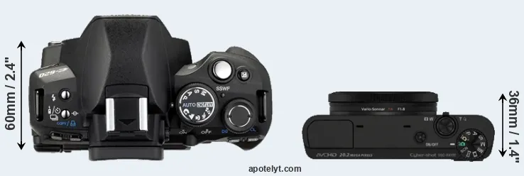 Compare E-620 versus RX100 top