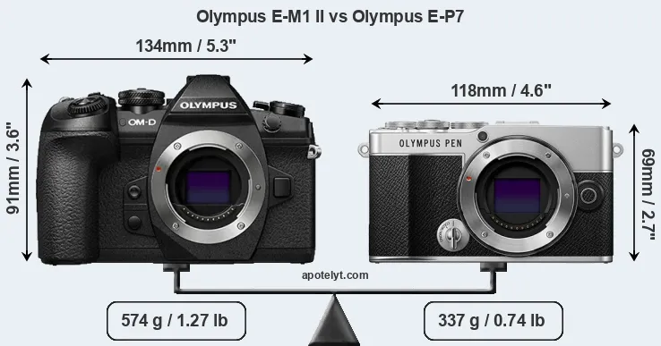 Size Olympus E-M1 II vs Olympus E-P7