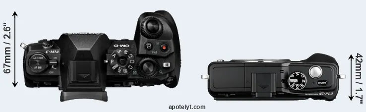 Compare E-M1 II versus E-PL2 top