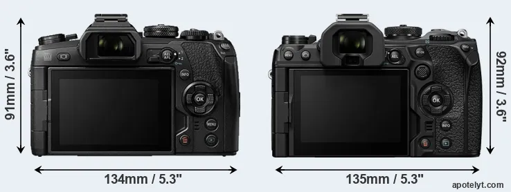 Comparison E-M1 II or OM-1 II rear
