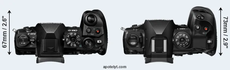 Compare E-M1 II versus OM-1 II top