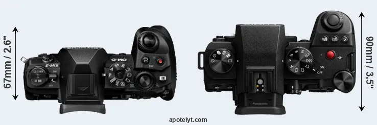 Compare E-M1 II versus G9 II top