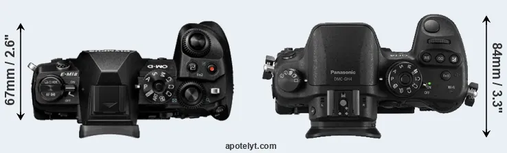 Compare E-M1 II versus GH4 top