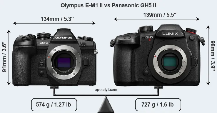Size Olympus E-M1 II vs Panasonic GH5 II