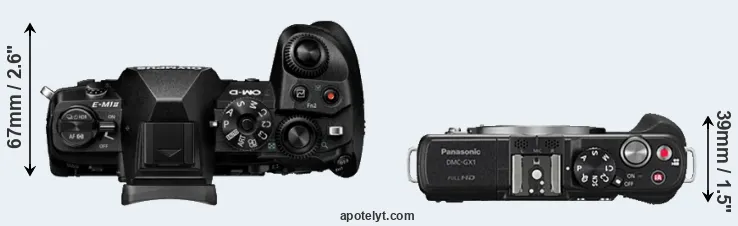 Compare E-M1 II versus GX1 top