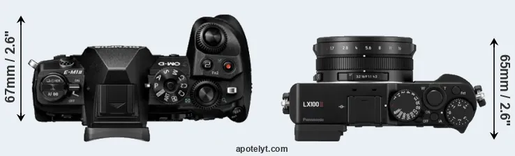 Compare E-M1 II versus LX100 II top
