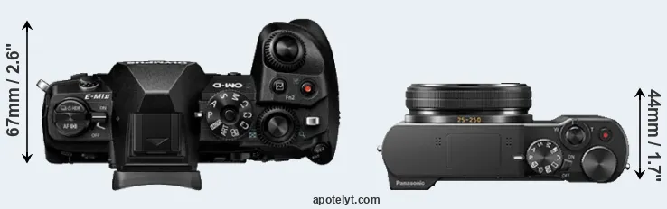 Compare E-M1 II versus TZ100 top