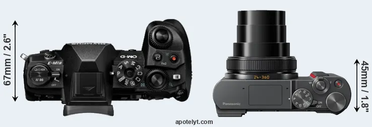 Compare E-M1 II versus ZS200 top