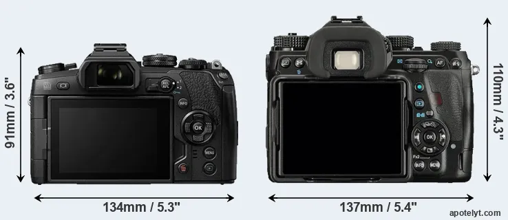 Comparison E-M1 II or K-1 rear