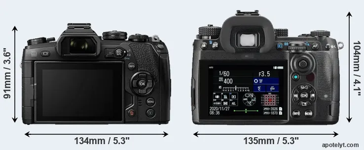 Comparison E-M1 II or K-3 III rear