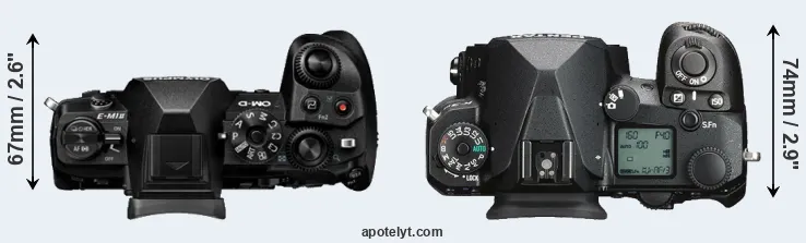 Compare E-M1 II versus K-3 III top