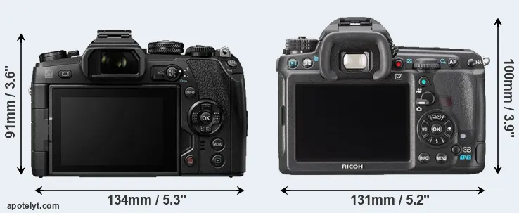Comparison E-M1 II or K-3 rear