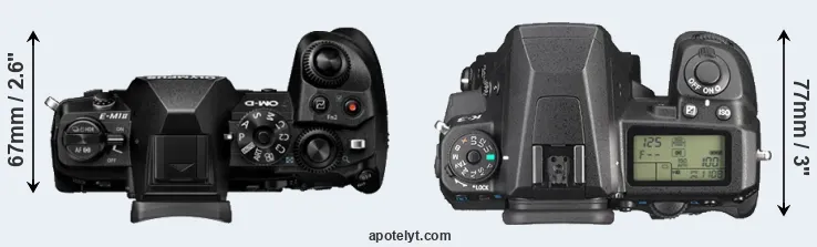Compare E-M1 II versus K-3 top