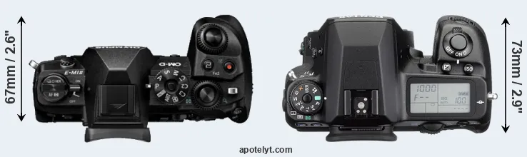 Compare E-M1 II versus K-5 II top