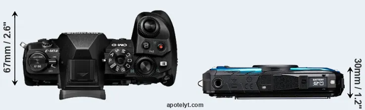 Compare E-M1 II versus WG-90 top