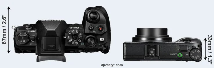 Compare E-M1 II versus GR III top