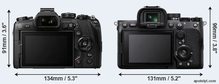 Comparison E-M1 II or A7 IV rear