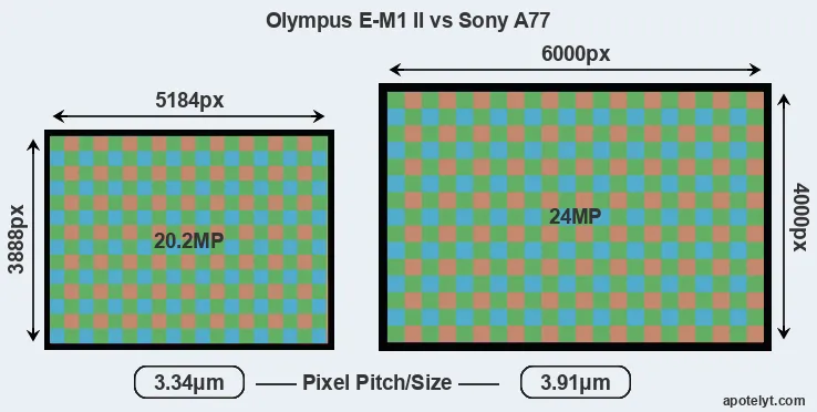 E-M1 II versus A77 MP