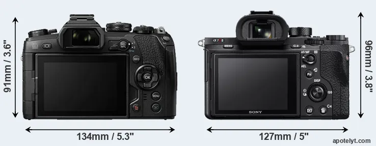Comparison E-M1 II or A7R II rear