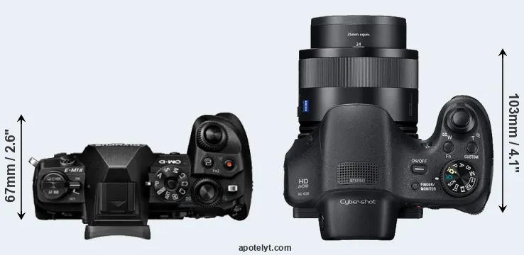 Compare E-M1 II versus HX350 top