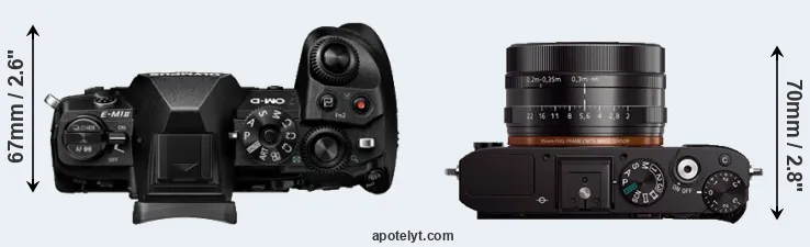 Compare E-M1 II versus RX1 top