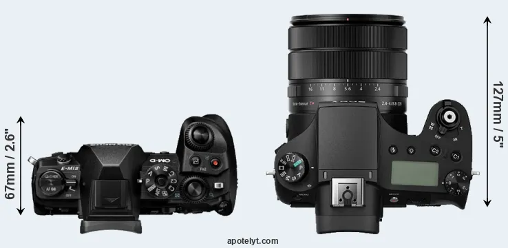 Compare E-M1 II versus RX10 III top
