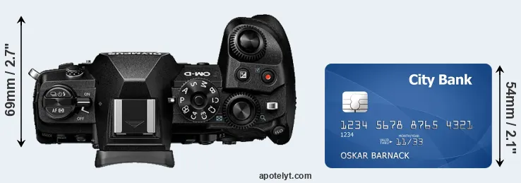 E-M1 III versus credit card top view