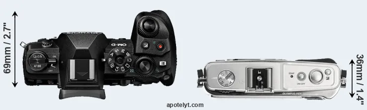 Compare E-M1 III versus E-P1 top