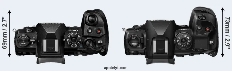 Compare E-M1 III versus OM-1 top