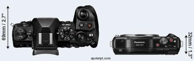 Compare E-M1 III versus GF3 top