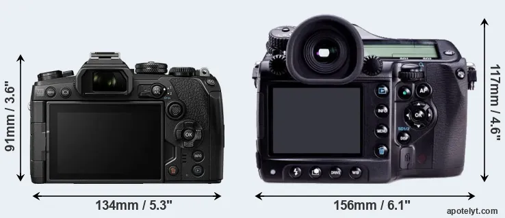 Comparison E-M1 III or 645D rear