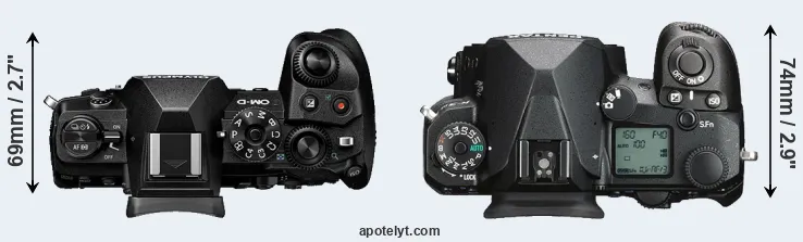 Compare E-M1 III versus K-3 III top