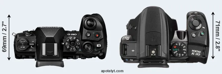 Compare E-M1 III versus K-30 top