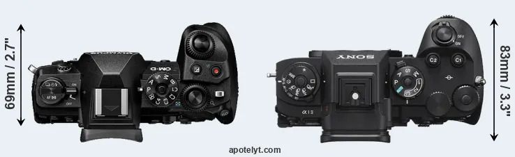 Compare E-M1 III versus A1 II top