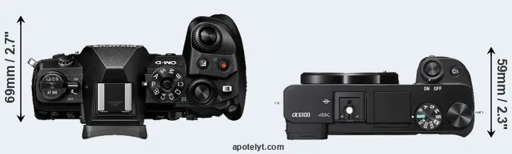 Compare E-M1 III versus A6100 top