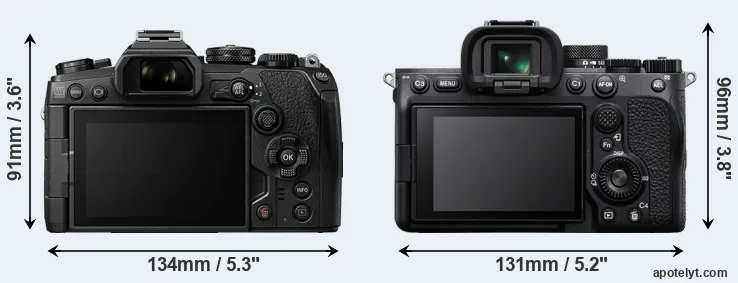Comparison E-M1 III or A7 IV rear