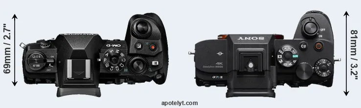 Compare E-M1 III versus A7S III top