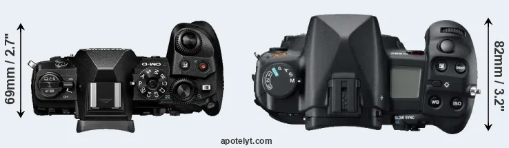 Compare E-M1 III versus A850 top