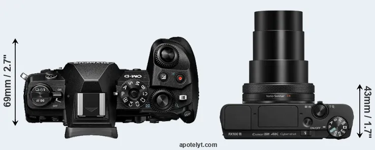 Compare E-M1 III versus RX100 VI top