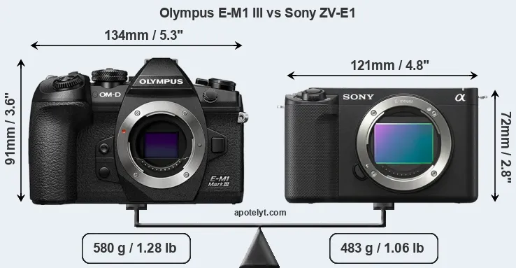 Size Olympus E-M1 III vs Sony ZV-E1