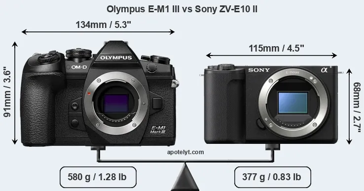 Size Olympus E-M1 III vs Sony ZV-E10 II