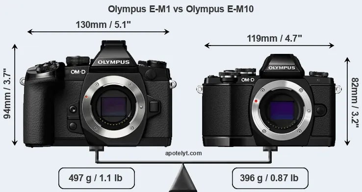 Size Olympus E-M1 vs Olympus E-M10